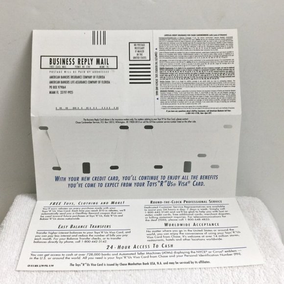 Toys "R" Us Visa Credit Charge Card Expired 06/00-01/02 New Unused +Orig Papers - Picture 3 of 5